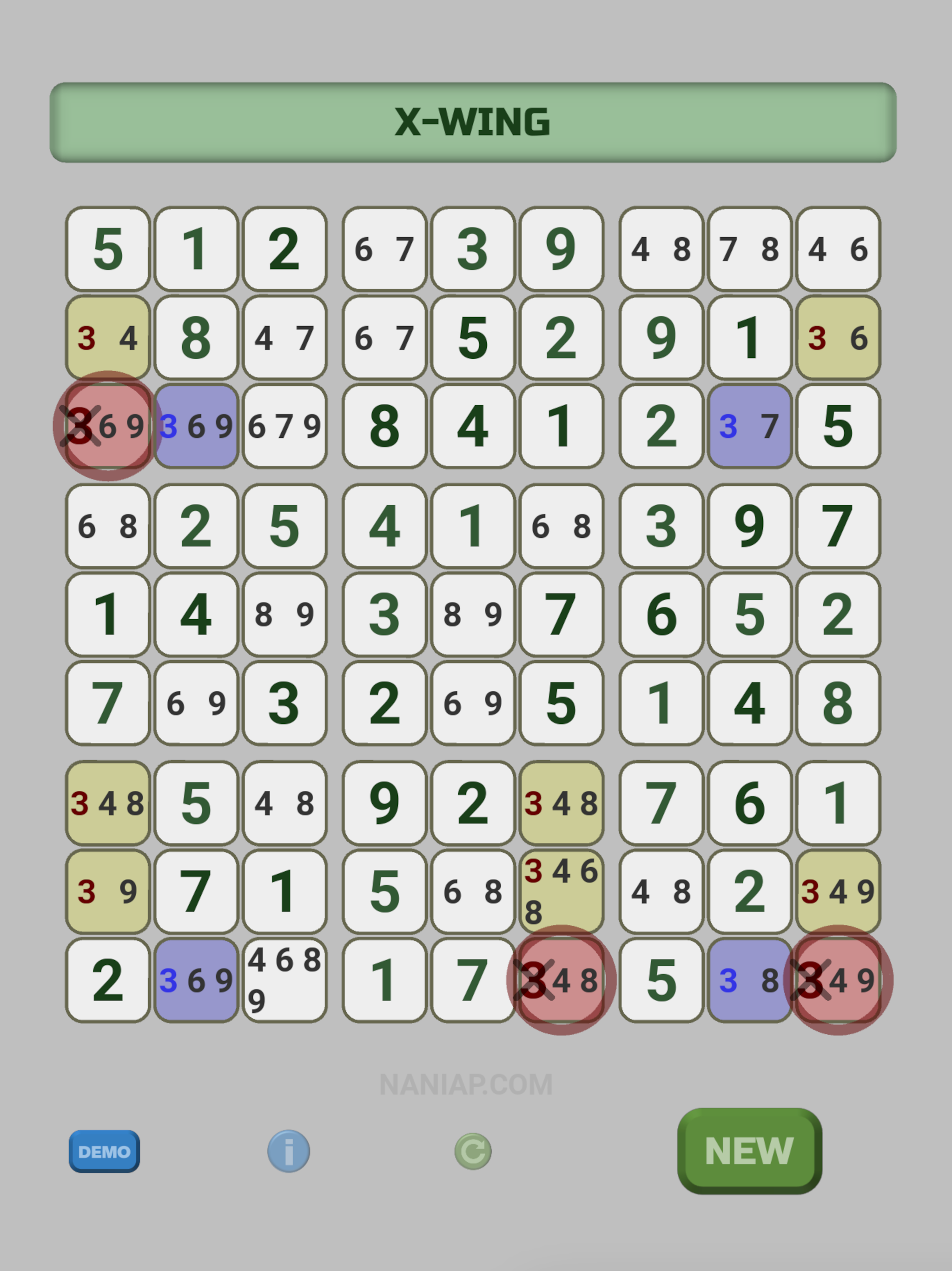 SUDOKU X-WING SOLUTION